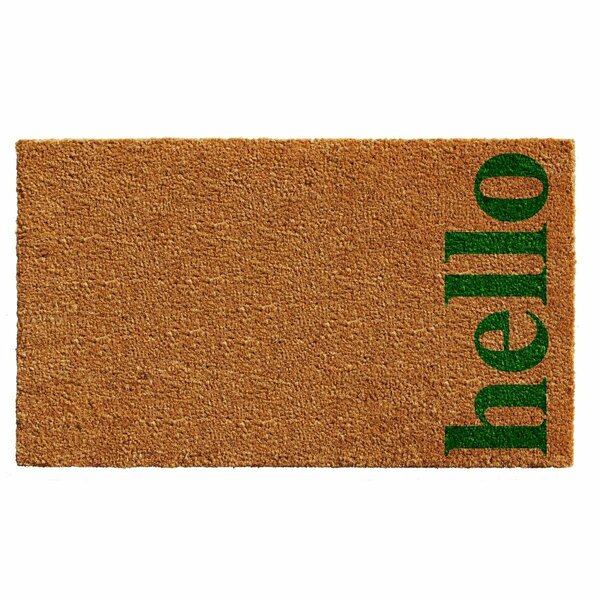 Configuracion 24 x 36 in. Vertical Hello Rectangular Doormat Natural & Green CO3360823